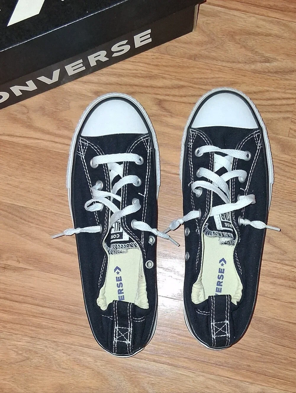 Converse Juniors Black and White Low-Top Canvas Sneakers